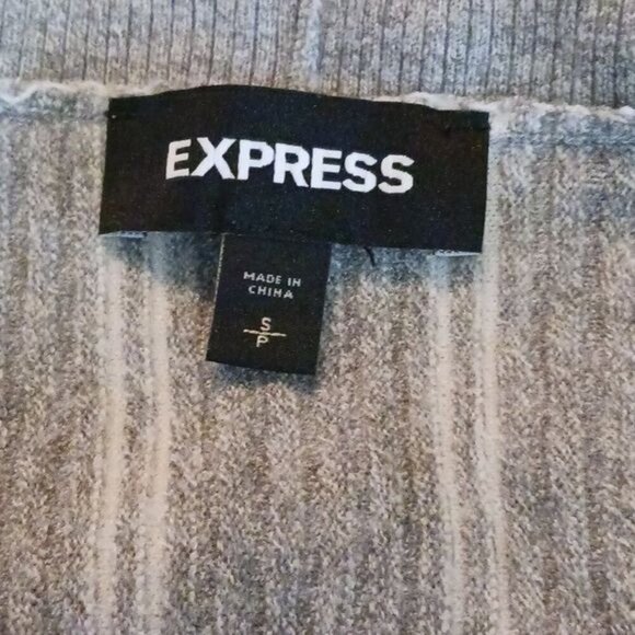 Express Cardigan Sweater Gray Striped Dolman Sleeve Ribbed Stretch Womens Size S - Picture 5 of 6